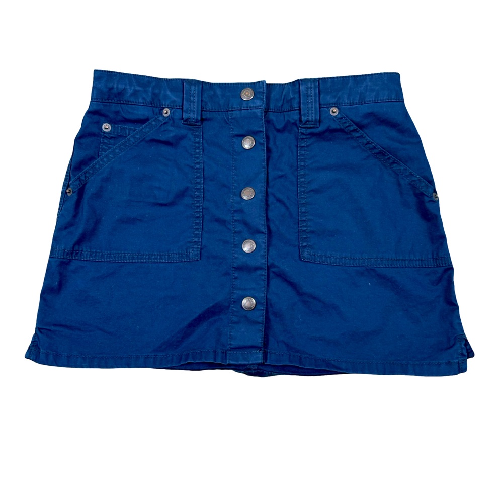 Vintage Y2K Abercrombie & Fitch Navy Blue Button Front Mini Skirt Size XXS